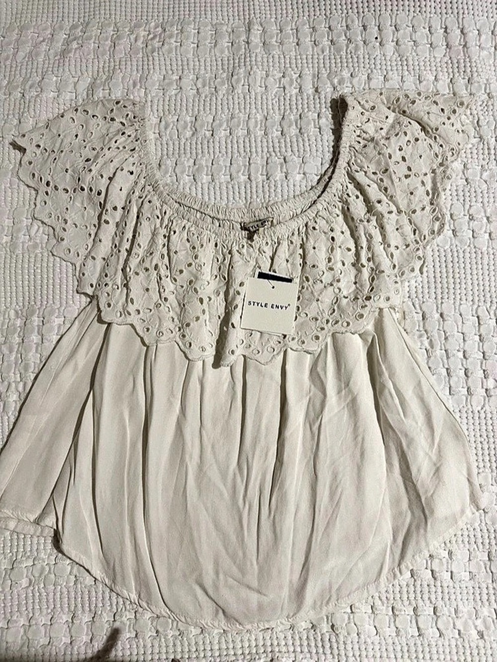 Style & Co White Eyelet Blouse Size XL NWT